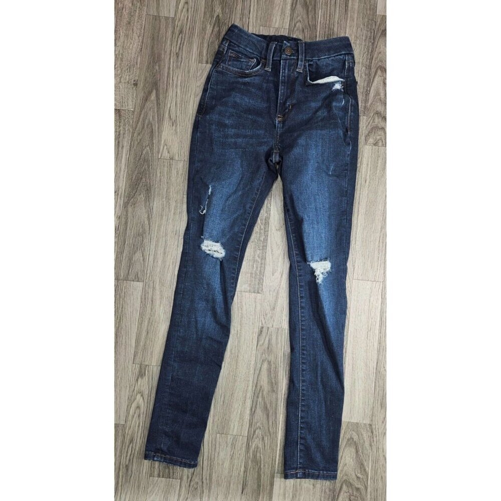 (3/$35) Arizona Jean Co Size 1 Hi-Rise Curvy Skinny Distressed Denim Blue Jeans
